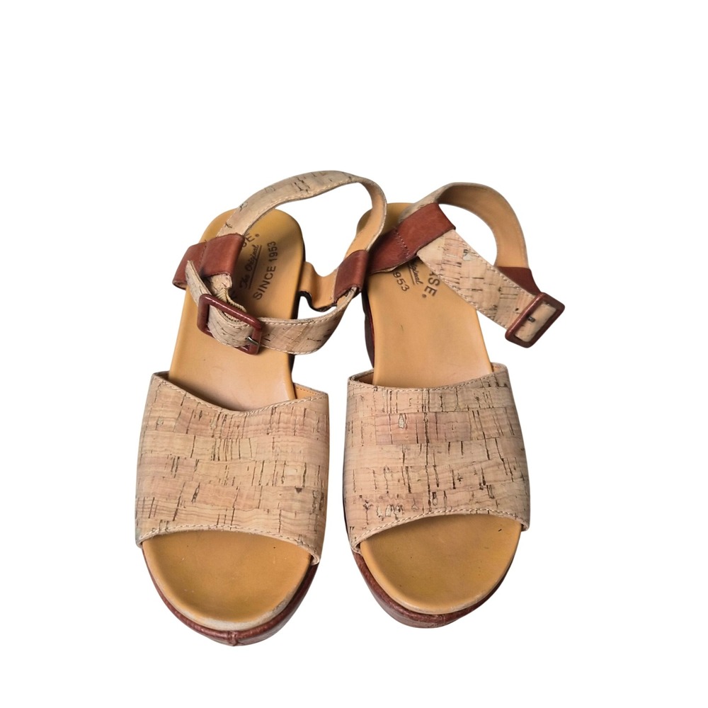 Kork-Ease Womens 7M Brown Leather Cork Wedge Platform Sandals K40808